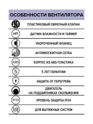 Вентилятор накладной REST D125 сетка обр.клапан HT ERA